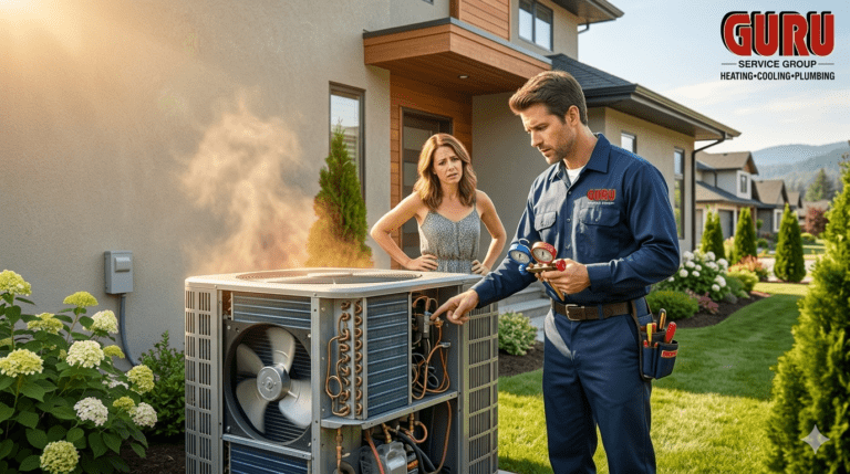 Air conditioner outdoor unit repair technician Surrey by Guru Service Group