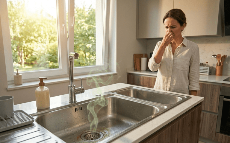 Smelly drains cleaning in Surrey kitchen sink during summer due to clogged drain