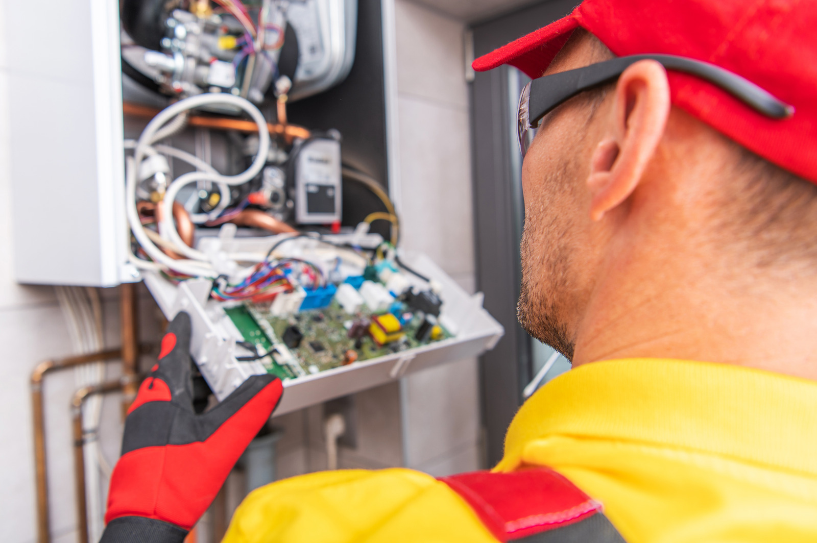 Expert repair of tankless hot water heater system.