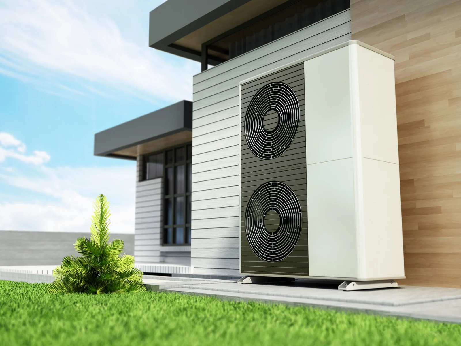 Heat Pump installation in Surrey at modern house