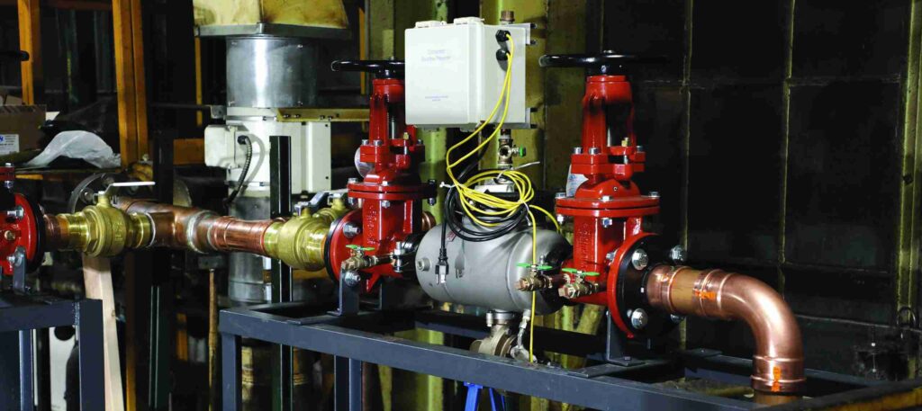 Backflow prevention valve testing with professional equipment in Surrey BC